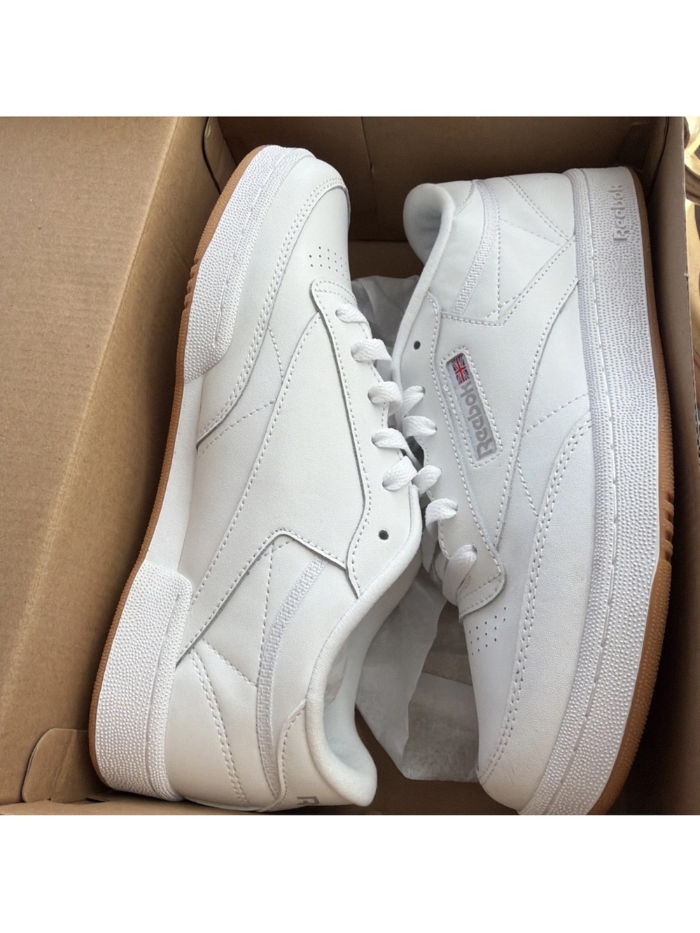 Reebok White Leather Low-Top Sneakers with Gum Sole
